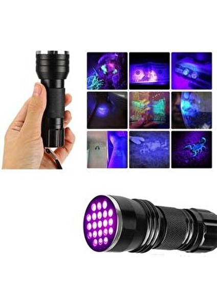 Guassi 21 LED Uv Ultraviyole El Feneri Para Kimlik Hayvan Leke Kontrolü
