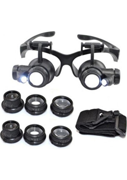 Gözlük Modeli 10X 15X 20X 25X Lens,2led Işıklı,büyüteç