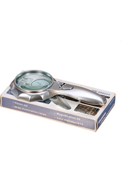 4x 6 LED Işık Aydınlatma 75MM Optik Lens El Büyüteç