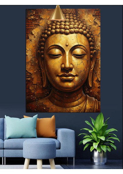 Altın Budha Yüzü Detaylı Portre Dekoratif Kanvas - Mdf Ahşap Tablo modelleri