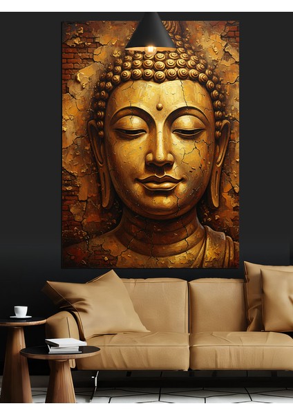 Altın Budha Yüzü Detaylı Portre Dekoratif Kanvas - Mdf Ahşap Tablo fırsatları