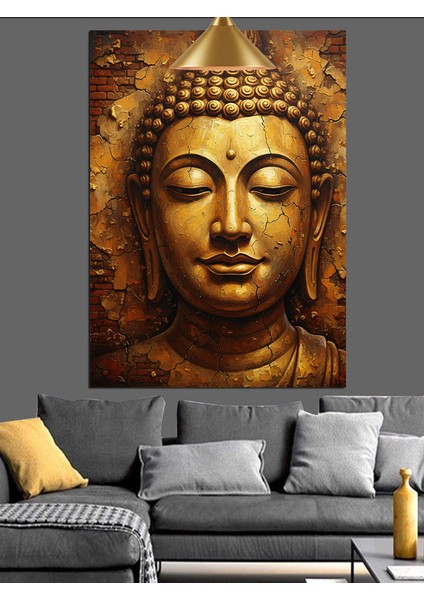 Altın Budha Yüzü Detaylı Portre Dekoratif Kanvas - Mdf Ahşap Tablo indirimleri
