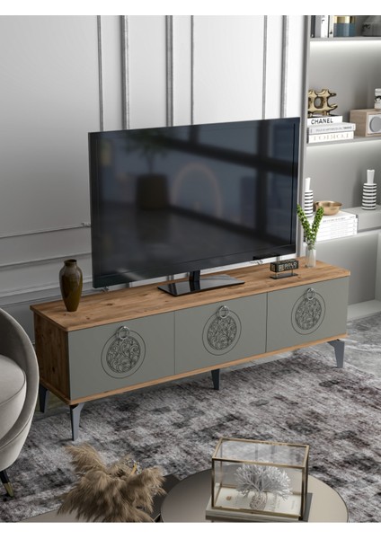 Tv Sehpası Tv Ünitesi Saraylı Atlantik Çam - Antrasit 5061