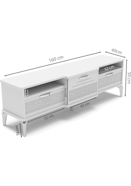 Tv Sehpası Tv Ünitesi 160 cm Gümüş Beyaz Mistral 5073 modelleri