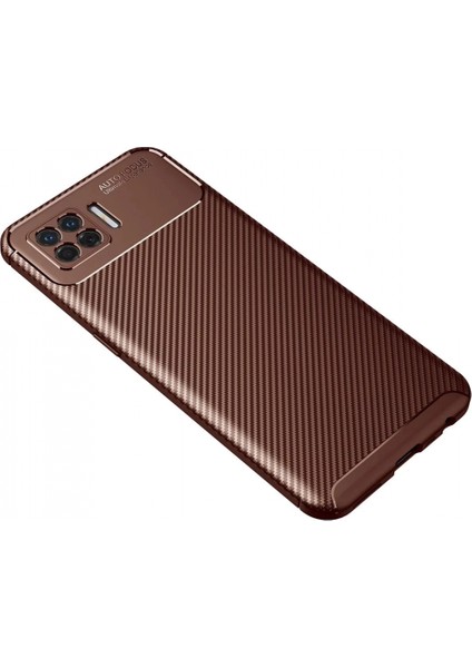 Oppo A73 Kılıf Auto Focus Karbon Kapak - Kahverengi (K95) fiyatları