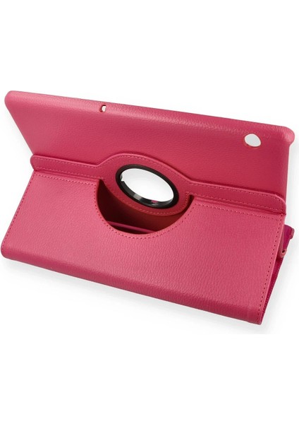 Huawei Mediapad T5 10 Kılıf 360 Tablet Deri Kılıf - PEMBE-(5796) - I87H43N4-9A71VS