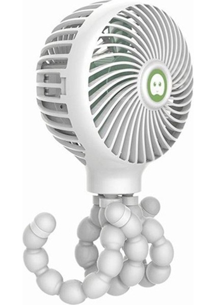 Mini Taşınabilir Asılı Ahtapot Şekli Standı Ayarlanabilir Elde Taşınabilir USB Şarjlı Fan Soğutucu Bebek Arabası Öğrenci, Beyaz (Yurt Dışından)