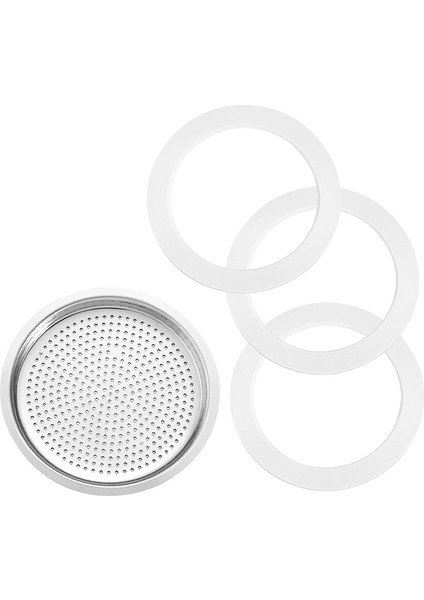 9 Parça Silikon Conta ve 3 Parça Paslanmaz Filtre Conta Paslanmaz Çelik Conta 6 Bardak Moka Express Için Yedek (Yurt Dışından) fırsatları