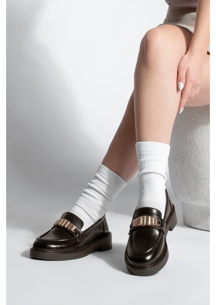 Kadın Loafer Makosen Tokalı Günlük Ayakkabı Vilyum Kahve fiyatları