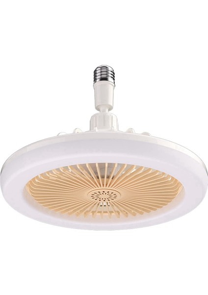 E27 Işıklı Tavan Vantilatörü, Kapalı Düşük Fan Işığı, Gizli Elektrikli Fan Gimbal Duy (Krem Rengi) (Yurt Dışından)