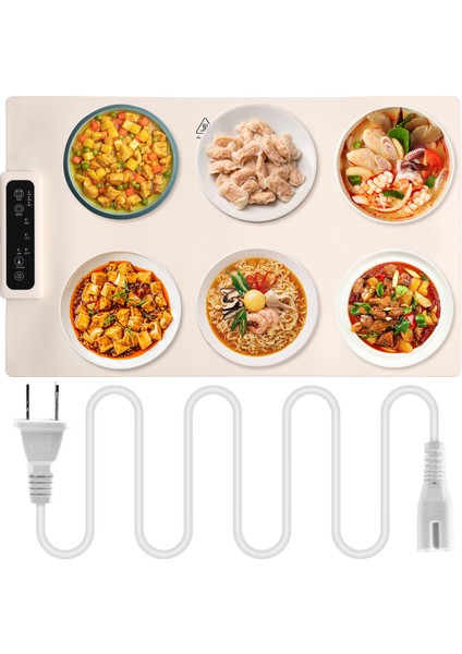 Yemek Isıtma Tepsisi Matı Elektrikli Rulo Tabak Isıtıcısı Ayarlanabilir Isı Seviyesi Sıcaklığı ile Yemeği Sıcak ve Sıcak Tutar (Abd) (Yurt Dışından)