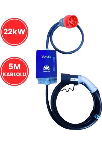 22KW Hızlı Şarj, Taşınabilir, 5mt Kablolu Elektrikli Araç Şarj Cihazı fiyatları