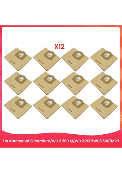 Karcher Wd3 Premium/wd 3.300 M/wd 3.200/WD3.500/MV3 Elektrikli Süpürge Aksesuarları Yedek Parçaları Için 12 Adet Toz Torbası (Yurt Dışından)