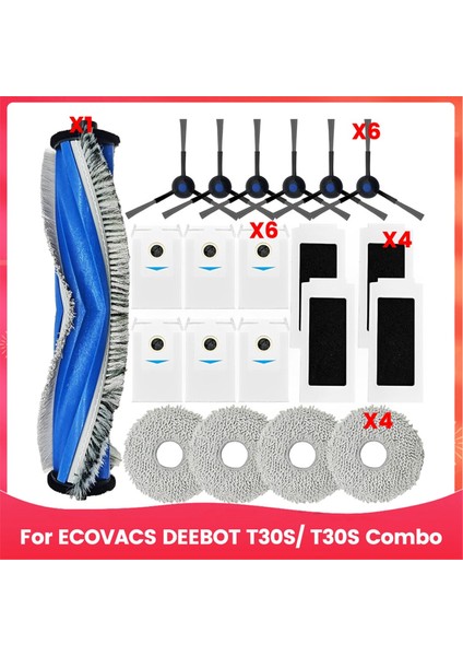 Ecovacs Deebot T30S/T30S Combo Robot Süpürge Fırça Filtreleri Için Yedek Parça Aksesuar Kiti (Yurt Dışından)