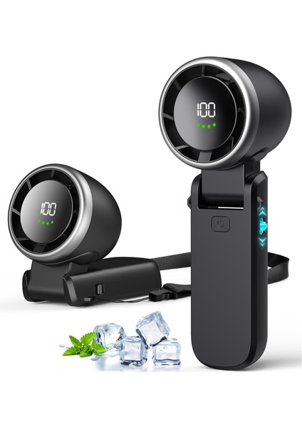 Taşınabilir El Tipi Turbo Fan, Kademesiz 100 Vites Rüzgar Şarj Edilebilir Kişisel El Fanı, Açık/kapalı Aktiviteler Için 5000MAH, B (Yurt Dışından)