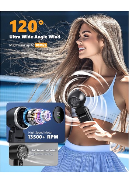 Taşınabilir El Tipi Turbo Fan, Kademesiz 100 Vites Rüzgar Şarj Edilebilir Kişisel El Fanı, Açık/kapalı Aktiviteler Için 5000MAH, B (Yurt Dışından) modelleri