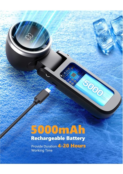 Taşınabilir El Tipi Turbo Fan, Kademesiz 100 Vites Rüzgar Şarj Edilebilir Kişisel El Fanı, Açık/kapalı Aktiviteler Için 5000MAH, B (Yurt Dışından) indirimleri