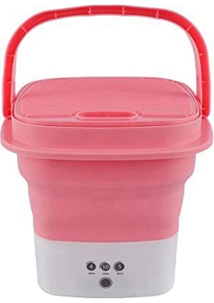 Pembe Taşınabilir Seyahat Çamaşır Makinesi, Küçük Katlanabilir Drenaj Sepetli Mini Katlanır Çamaşır Makinesi Kombosu Ab Fişi (Yurt Dışından)