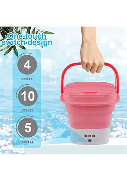 Pembe Taşınabilir Seyahat Çamaşır Makinesi, Küçük Katlanabilir Drenaj Sepetli Mini Katlanır Çamaşır Makinesi Kombosu Ab Fişi (Yurt Dışından) modelleri