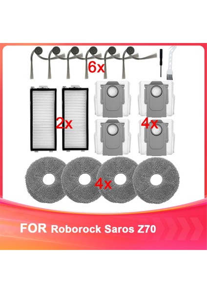 Roborock Saros Z70 Robot Süpürge Yedek Parçaları, Hepa Filtreleri, Paspaslar, Toz Torbaları, Yan Fırçalar Için Aksesuar Seti (Yurt Dışından)