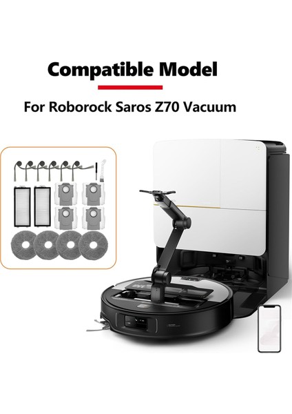 Roborock Saros Z70 Robot Süpürge Yedek Parçaları, Hepa Filtreleri, Paspaslar, Toz Torbaları, Yan Fırçalar Için Aksesuar Seti (Yurt Dışından) fırsatları