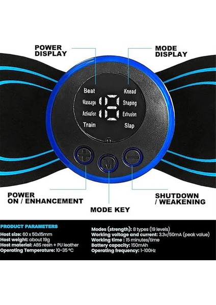 Mini Elektrikli Omuz ve Boyun Masaj Aleti Vücut Masaj Aleti 19 Hız 8 Mod Tüm Vücut Için Ağrı Giderme ve Rahatlama (Yurt Dışından) fırsatları