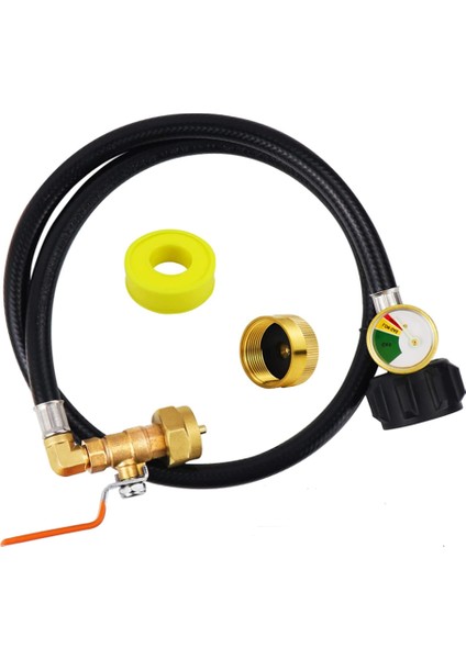 Propan Dolum Adaptörü Hortumu Propan Uzatma Dolum Hortumu, 1lb Propan Gaz Tankı Için Göstergeli ve Açma/kapama Kontrol Valfli (Yurt Dışından)