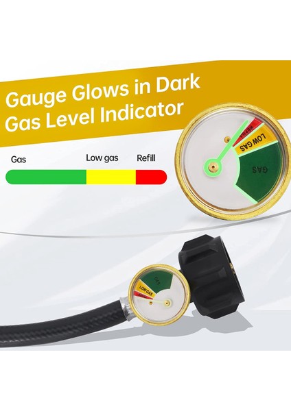 Propan Dolum Adaptörü Hortumu Propan Uzatma Dolum Hortumu, 1lb Propan Gaz Tankı Için Göstergeli ve Açma/kapama Kontrol Valfli (Yurt Dışından) fırsatları