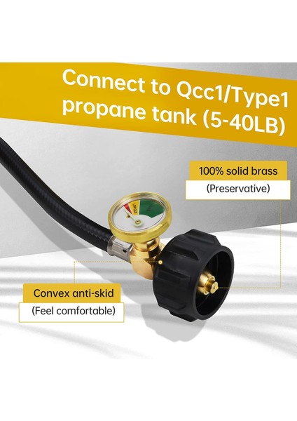 Propan Dolum Adaptörü Hortumu Propan Uzatma Dolum Hortumu, 1lb Propan Gaz Tankı Için Göstergeli ve Açma/kapama Kontrol Valfli (Yurt Dışından) indirimleri