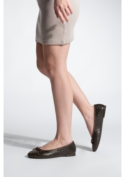 Kadın Fiyonk Detaylı Günlük Babet Monit Kahve