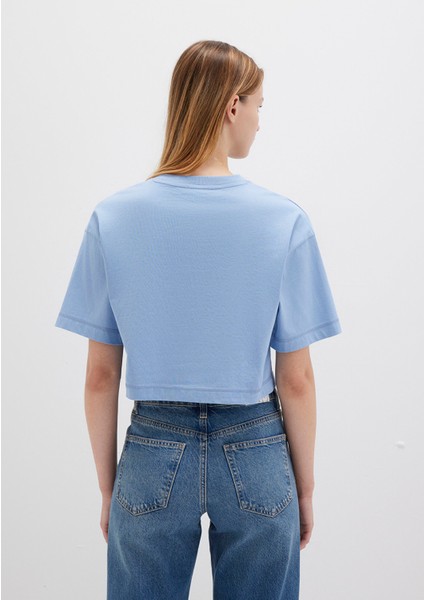 Mavi Logo Baskılı Mavi Crop Tişört 1613411-70831