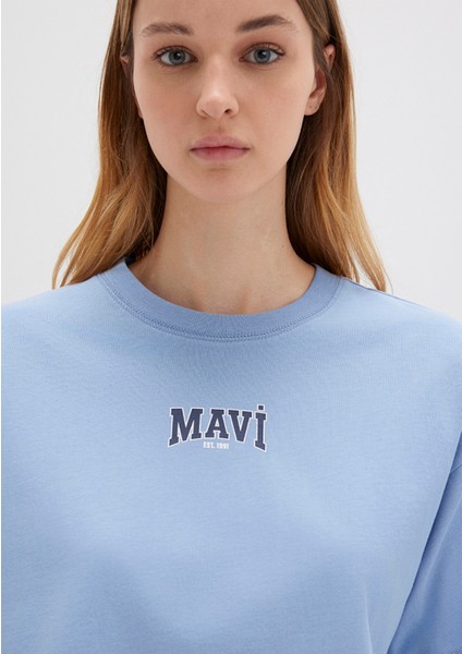 Mavi Logo Baskılı Mavi Crop Tişört 1613411-70831