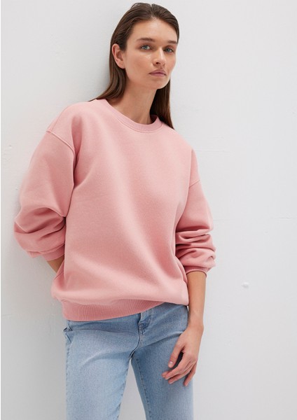 Bisiklet Yaka Pembe Basic Sweatshirt 1610198-91003