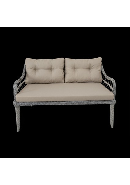 Kaş 2+1+1+Sehpa Bahçe Balkon Mobilyası,Gri Rattan/Bej Kumaş modelleri