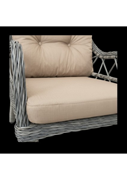 Kaş 2+1+1+Sehpa Bahçe Balkon Mobilyası,Gri Rattan/Bej Kumaş fırsatları