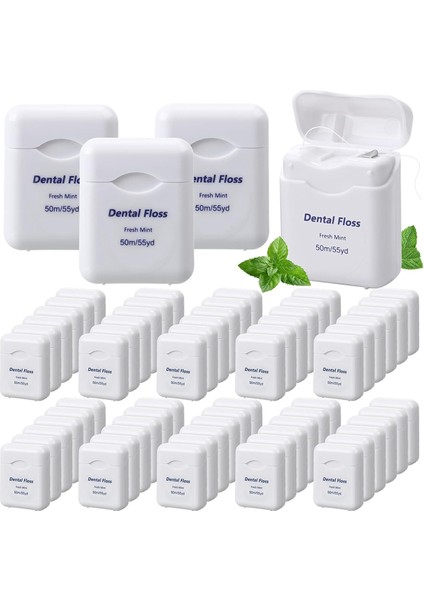 60 Paket Diş Ipi Toplu Nane Aromalı 50M Her Biri Seyahat Diş Ipi Dişler ve Koruma Için Ağız Bakımı Beyaz (Yurt Dışından)