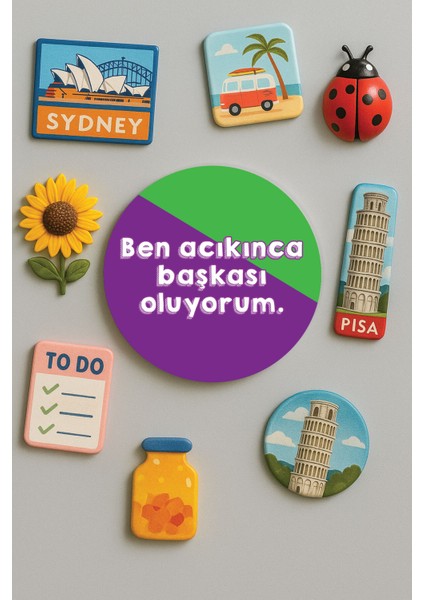 Modern ve Dekoratif Yuvarlak Buzdolabı Magneti Magnet Büyük Boy 10X10 cm - Ben Açıkınca