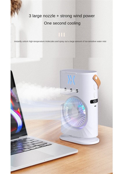 Taşınabilir Masaüstü Nemlendirici Klima Fanı Ev Küçük Hava Soğutucu Fan Sprey Fan Ofis Için 7 Renkli Aydınlatma (Yurt Dışından)