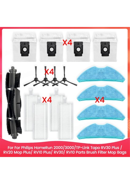 Philips Homerun 2000/3000, Tp-Link Tapo RV30 Plus / RV20 Mop Plus/ RV10 Plus/ RV30/ RV10 Parça Fırça Filtre Mop Torbaları Için (Yurt Dışından)