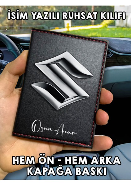 Suzuki Ön Arka Baskılı Oto Araç Ruhsat Kabı Kartlık Deri Isim Yazılı Kişiye Özel Cüzdan