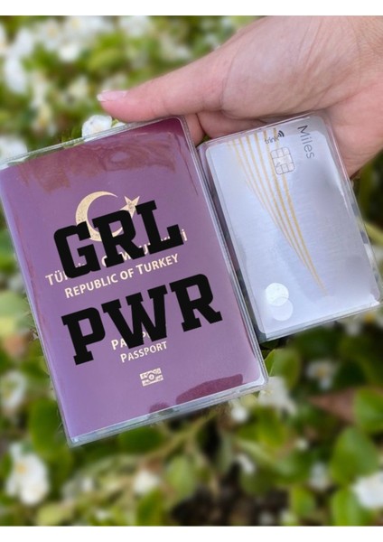 Girl Power Desenli Universal Şeffaf Pasaport Kılıfı Model Tüm Ülke Pasaportlarına Uygun