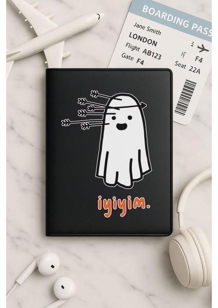 Tüm Ülke Pasaportları Için Siyah Vinleks Deri Pasaport Kılıfı Kabı Iyiyim