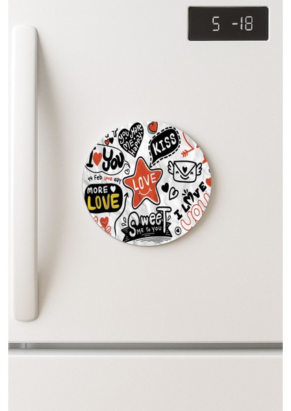 Desenli Temalı Yuvarlak Buzdolabı Magnet – 10X10 cm Morelove