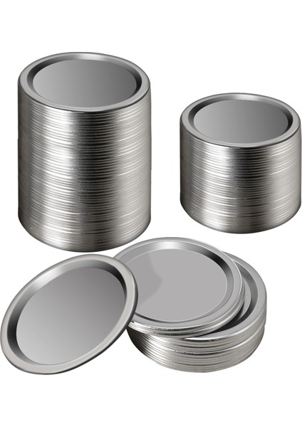 100 Adet Genişliğinde Ağız 86 mm Kavanoz Konserve Kapakları, Tekrar Kullanılabilir Sızıntı Geçirmez Bölünmüş Tip Gümüş Kapaklar Silikon Contalar Halkalar (Yurt Dışından)
