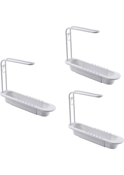Teleskopik Raf, Tahliye Rafı, Lavabo Depolama Rafı, Sabun Sünger Havlu Rafı, Mutfak Depolama Sepeti Aksesuarları Beyaz (Yurt Dışından)