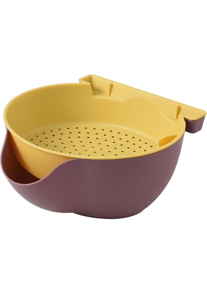 Meyve Sebze Yıkama Lavabo Süzgeç Sepeti Ergonomik Süzgeç Sepeti Çift Katmanlı Tasarım Gıda Süzgeçleri Sepetleri Mor (Yurt Dışından)
