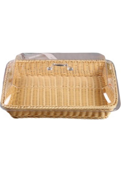 Kapaklı Sepet, Yemek Için Kapaklı Sepet, Masa Üstü Yemek Servis Sepeti, Dokuma Piknik Sepeti, Bej Servis Için Ekmek Sepeti (Yurt Dışından)