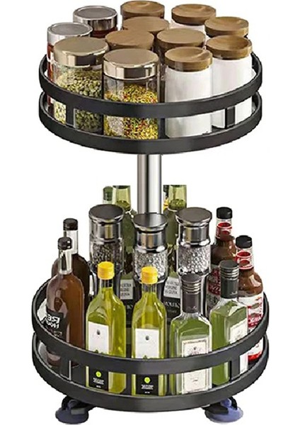 360 Derek Dönen Baharat Rafı Saklama Deposu Için Slip Karbon Çelik Depolama Tepsisi Baharat Mutfak Parçaları B B (Yurt Dışından)