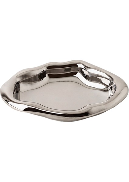 Tepsi Takı Depolama Tepsisi Işık Lüks Seramik Depolama Tepsisi Snack Tepsi Modern Dekoratif Süsler, L, Düzensiz (Yurt Dışından)