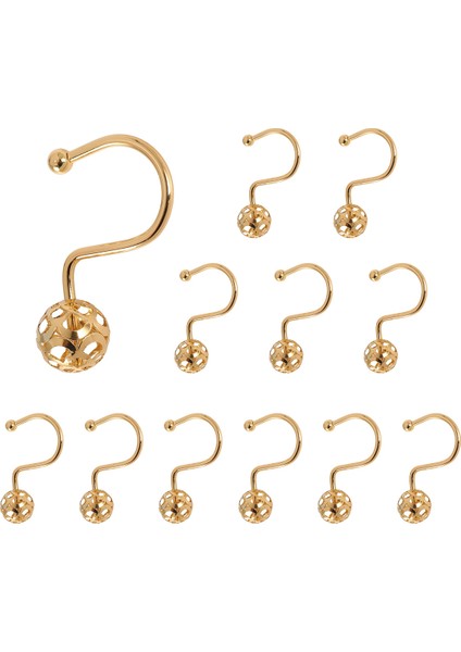 Altın Duş Perdesi Kanca Halkaları, 12 Dekoratif Duş Perdesi Kancası Seti, Banyo Için Metal Pas Yalıtım Duş Yüzükleri (Yurt Dışından)